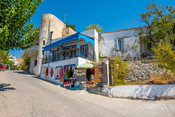 Street view from the famous traditional village Anogeia in Rethimno, central Crete, Greece.