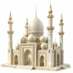 Obraz premium 3D Rendering - Mosque icon isolated on white background