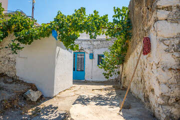 Fototapeta premium Street view from the famous traditional village Anogeia in Rethimno, central Crete, Greece.