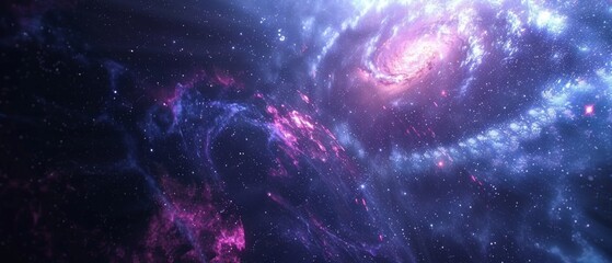 A breathtaking image of a colorful nebula in space, surrounded by shining stars and spiral galaxies. Captures the beauty and vastness of the universe.