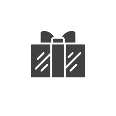 Gift box with ribbon bow vector icon