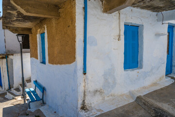 Old house built in the  traditional architectural cretan style in Anogeia, Rethimo, Greece.