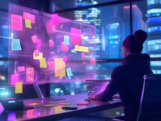 Virtual Brainstorming Session with Digital Whiteboard and Collaborative Sticky Notes