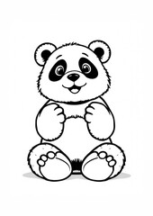 Fototapeta premium Adorable Panda Coloring Page for Kids – Easy and Fun Printable Animal Drawing with Bold Outlines. This title includes relevant keywords like 