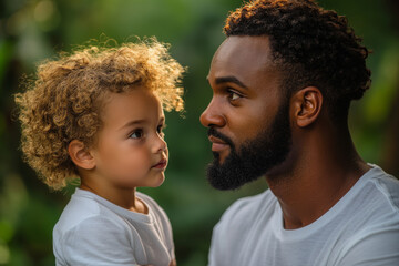 A man and a child are standing next to each other