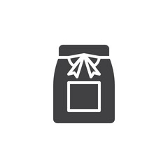 Gift bag with ribbon vector icon