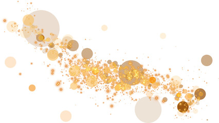 Golden glowing light effect with many glitter particles. Starry cloud with dust. Magic christmas decoration. Luminous bokeh softly shimmering golden light. Light abstract glowing lights. PNG. © Orange Sky