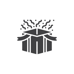 A gift box with confetti bursting vector icon