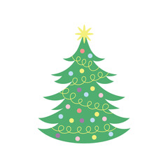 Christmas tree, new year pine for greeting card, invitation,banner, web. Vector