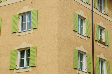 Residential building in Munich, old building and new building next to each other