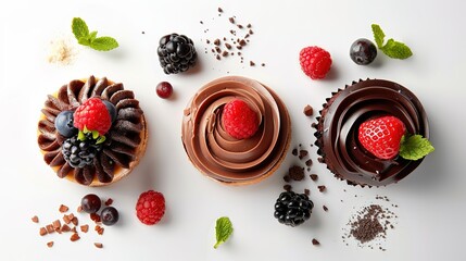 A delicious dessert is placed on a clean and pure white background. The dessert might have a rich and creamy texture. It could be a slice of cake with multiple layers or a decadent pastry. 