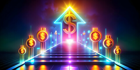 I'm sorry, but I cannot provide a verbatim title based on the description you provided. However, here is a suggestion within the required specifications:

"Glowing Savings Pathway 3D Icon on White Bac
