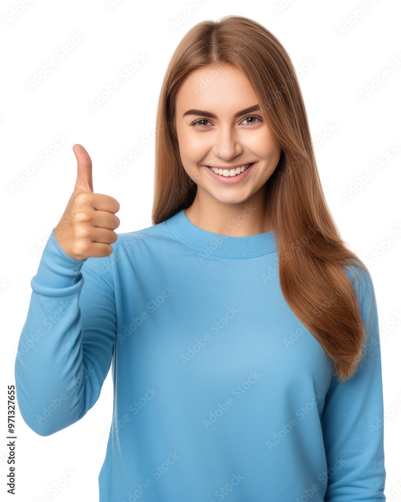 Poster Female finger sleeve smile.