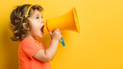 Joyful Child Playing with Toy Megaphone Showcasing Imagination and Pretend Fun