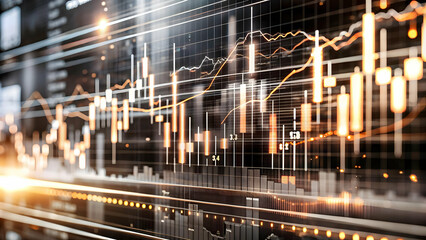 Fototapeta premium Futuristic Glowing Financial Dashboard - Abstract Neon Digital Art with Spending, Savings, and Profits Indicators