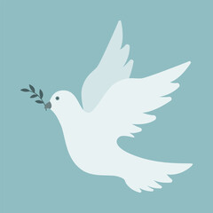 Dove of peace with olive branch. Vector illustration