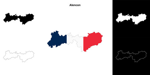 Alencon arrondissement outline map set