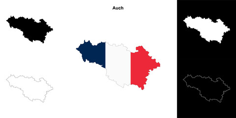 Auch arrondissement outline map set