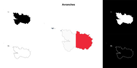 Avranches arrondissement outline map set