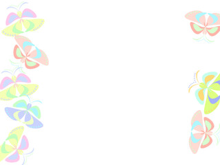 Obraz premium Cute illustration with neon pink, blue, purple butterfly silhouette. Outline, contour illustrations.