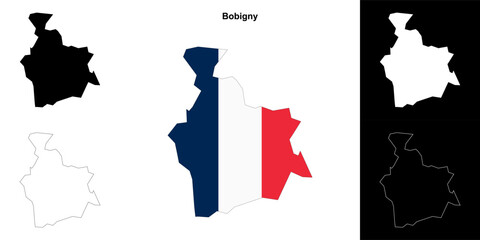 Bobigny arrondissement outline map set