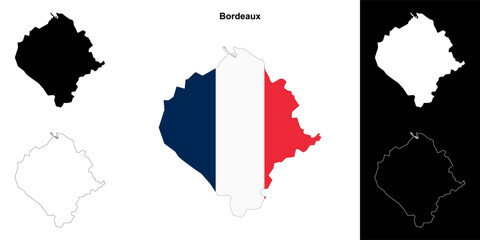 Bordeaux arrondissement outline map set