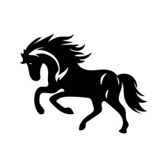 A Black Horse vector silhouette art illustration.  