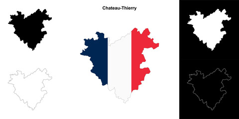 Chateau-Thierry arrondissement outline map set