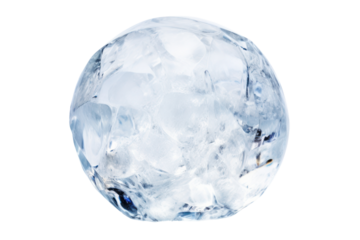 Perfect spherical ice ball isolated on white background.