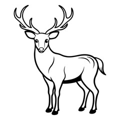 Hand draw Deer vector, line art, silhouette ,black and white