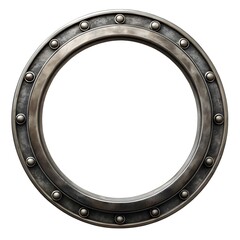 sleek grey metal ring with minimalist fantasy aesthetic, isolated on white