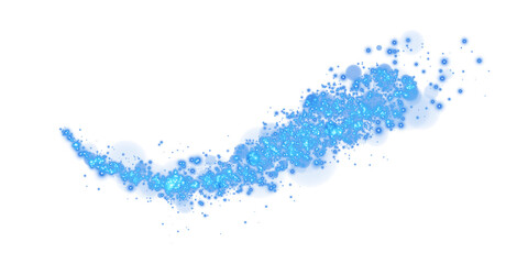 Blue glowing light effect with many glitter particles. Starry cloud with dust. Magic christmas decoration. Luminous bokeh softly shimmering blue light. Light abstract glowing lights. PNG.
