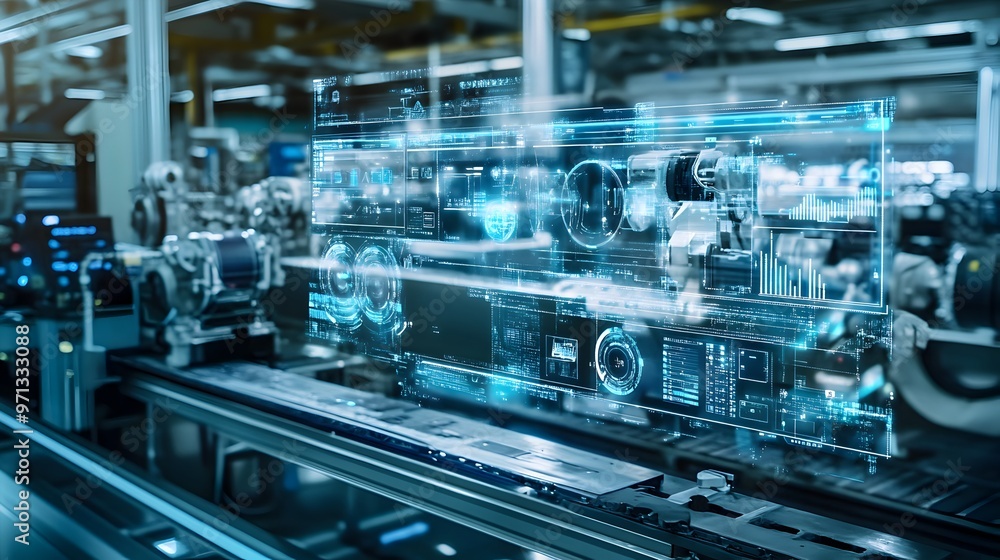 Poster cutting-edge virtual interface showcasing advanced data analytics and information visualization tech
