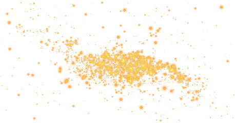 Golden glowing light effect with many glitter particles. Starry cloud with dust. Magic christmas decoration. Luminous bokeh softly shimmering golden light. Light abstract glowing lights. PNG.