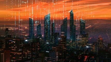 Obraz premium Futuristic Cityscape at Sunset