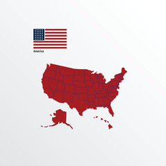 An illustration of the U.S. map filled with the American flag would show the country’s outline with the blue stars positioned in the northwest and the red and white stripes flowing horizontally across