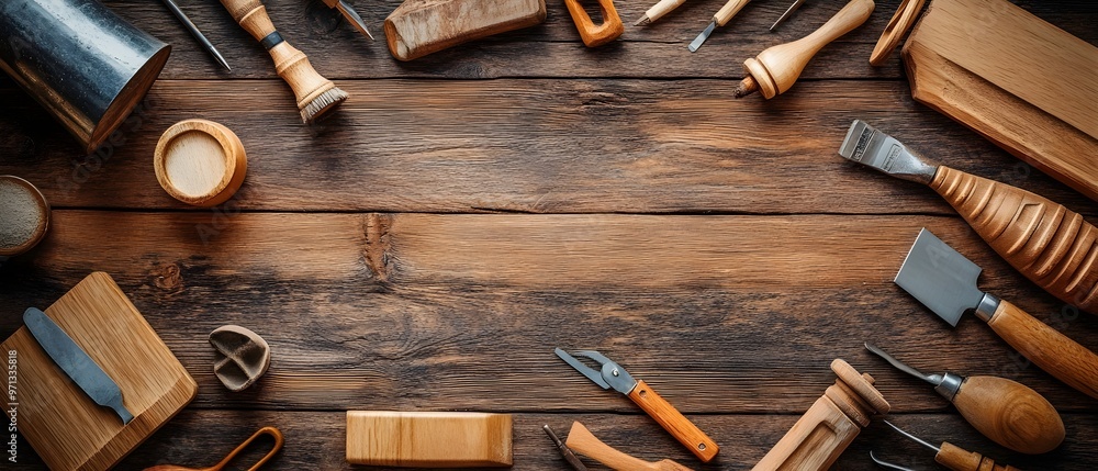 Poster craftsmanship tools and the essential tools that artisans use to create handcrafted items photograph