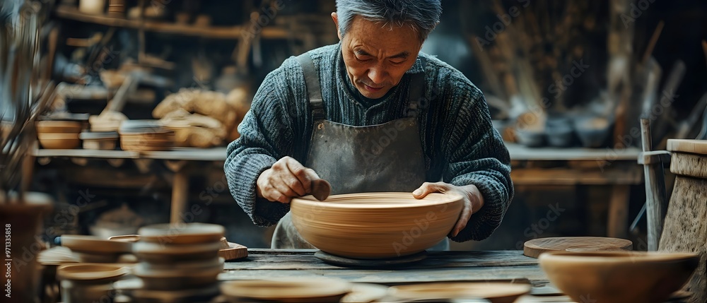 Aufkleber specialized craftsmanship techniques showcasing the skilled creation of artisanal products in a trad