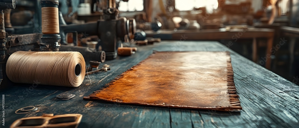 Poster Showcasing the Specialized Techniques and Traditional Craftsmanship Passed Down Through in a Weathered and Vintage Workshop Setting with Copy Space for Text