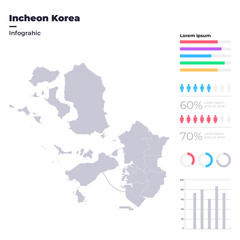 Obraz premium Incheon South Korea Administrative Districts Map Vector Graphic