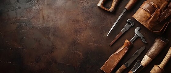 use of craftsmanship tools visualizing how creativity and technical skill merge in the utilization of traditional tools  photography concept with copy space for text