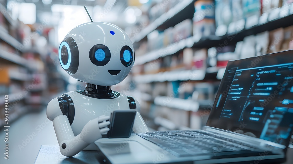 Poster ai-driven chatbot providing virtual assistance and support - a futuristic digital interface for auto