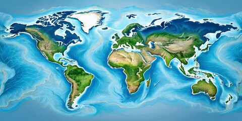 world map rivers geographical details waterways secondary navigation technical hydrology concept blue aqua clean clarity depth complexity serenity