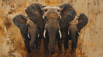 Three Elephants Portrait