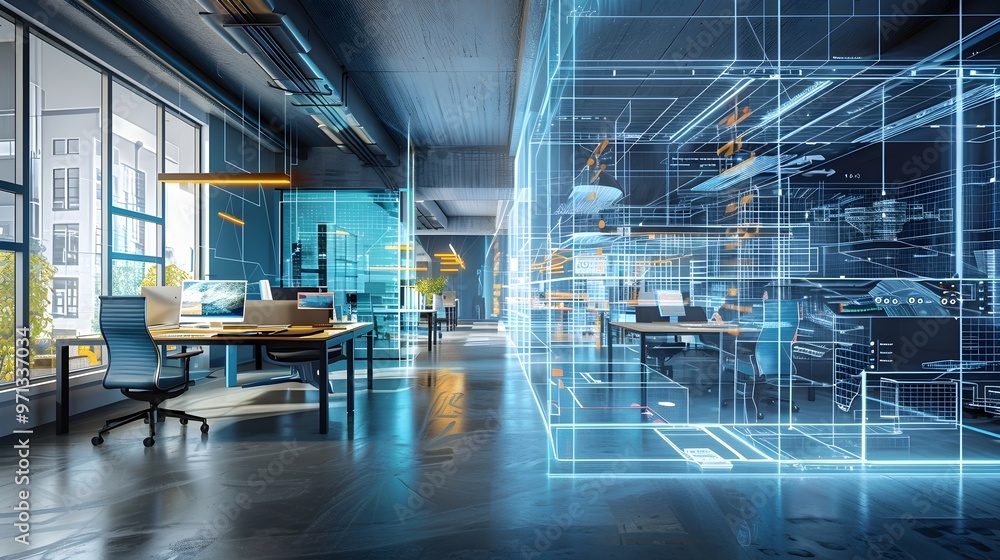 Poster seamless transition between physical and virtual workspaces a futuristic digital twin concept