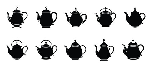 Classic teapot silhouette vector, traditional teapot vector artwork. 
