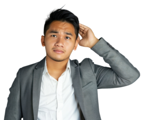 PNG Filipino Stressed businessman touching his head portrait photo photography.