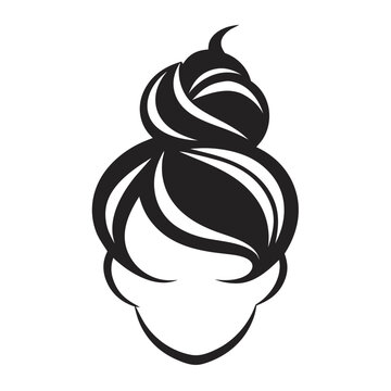 recommend clip art: Messy hair bun line art vector illustration on a transparent background