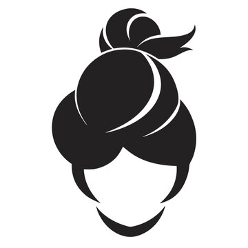 recommend clip art: Messy hair bun line art vector illustration on a transparent background