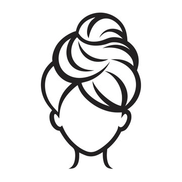recommend clip art: Messy hair bun line art vector illustration on a transparent background
